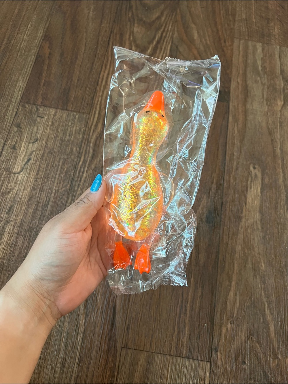 🦆✨ Orange Glitter Duck Sensory Squishy